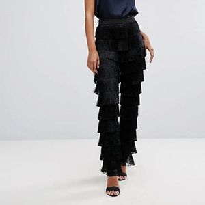 Lavish Alice black fringe party pants NWT!